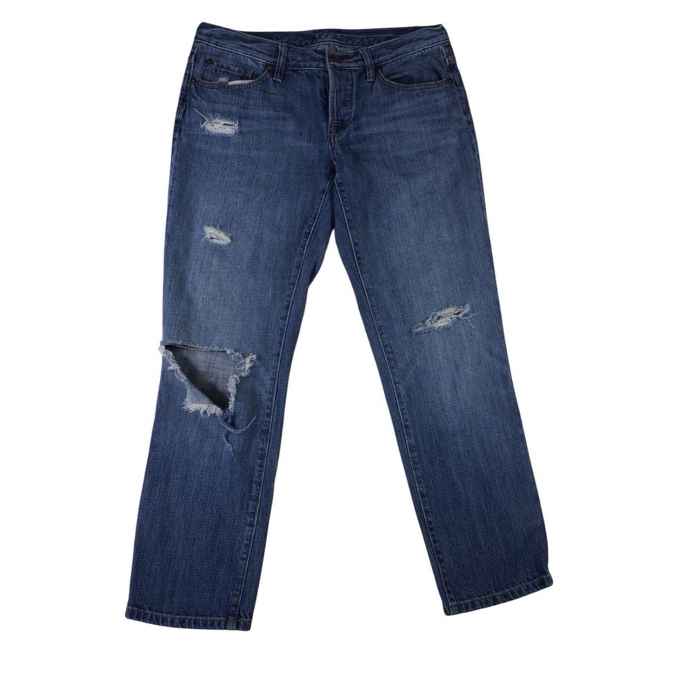 Ann Taylor Loft Boyfriend Jeans Women's 26/2 Distressed Med Wash